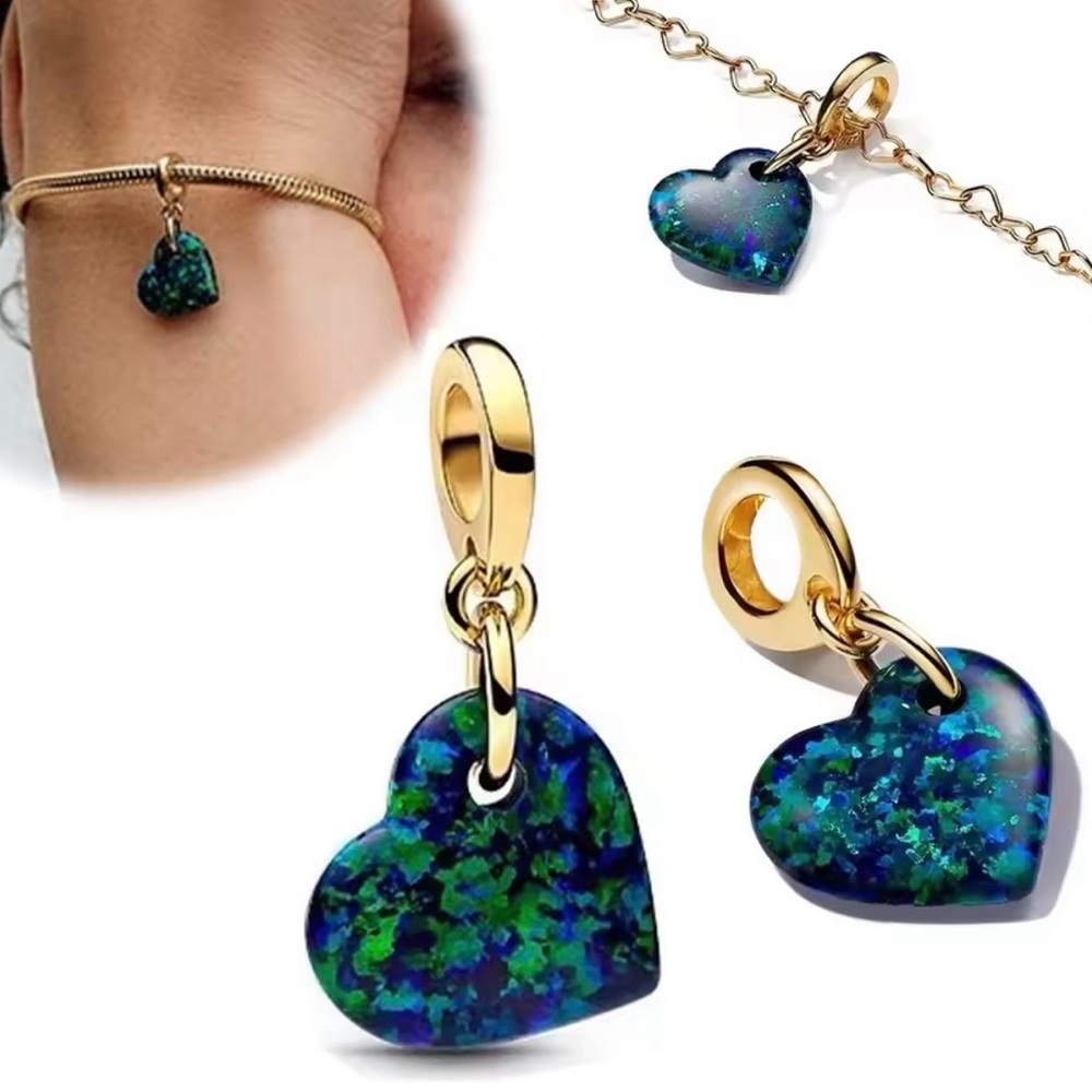 S925 Metallic Blue Heart Charm
